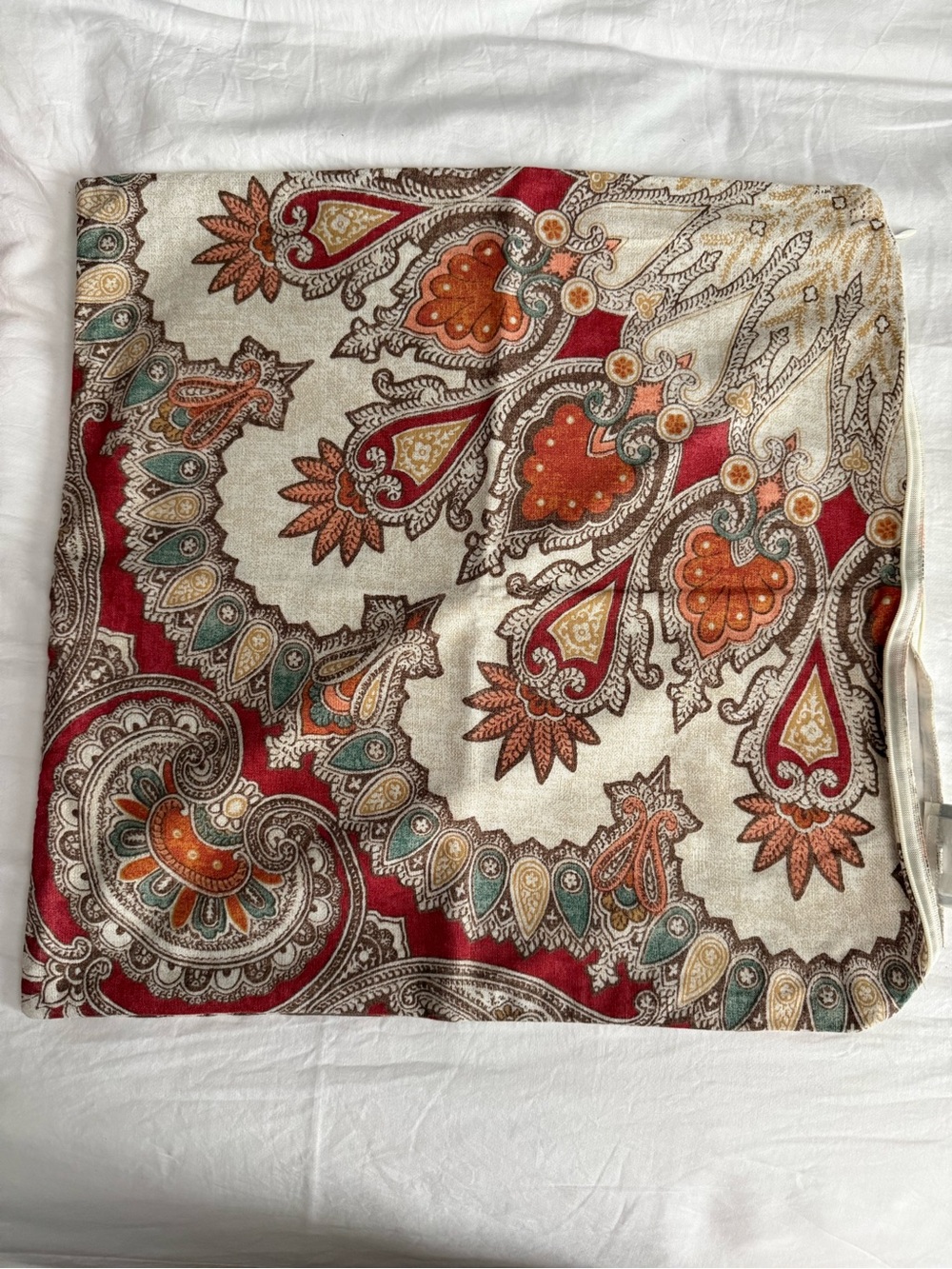 Pottery Barn Paisley Throw Pillow Cover in Red, Orange and Cream